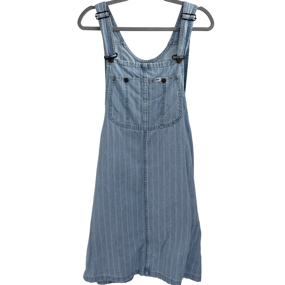 Lee Overall Dress Womens XL Light Wash Blue Pinstripe Denim Pinafore Workwear